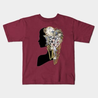 Trendy-Steampunk woman profile Kids T-Shirt